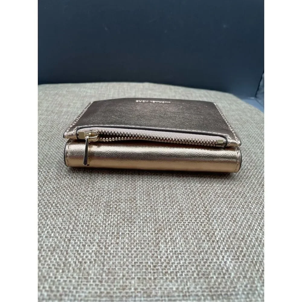 New Michael Kors Cece Small Pale Gold Leather Wallet Card Case